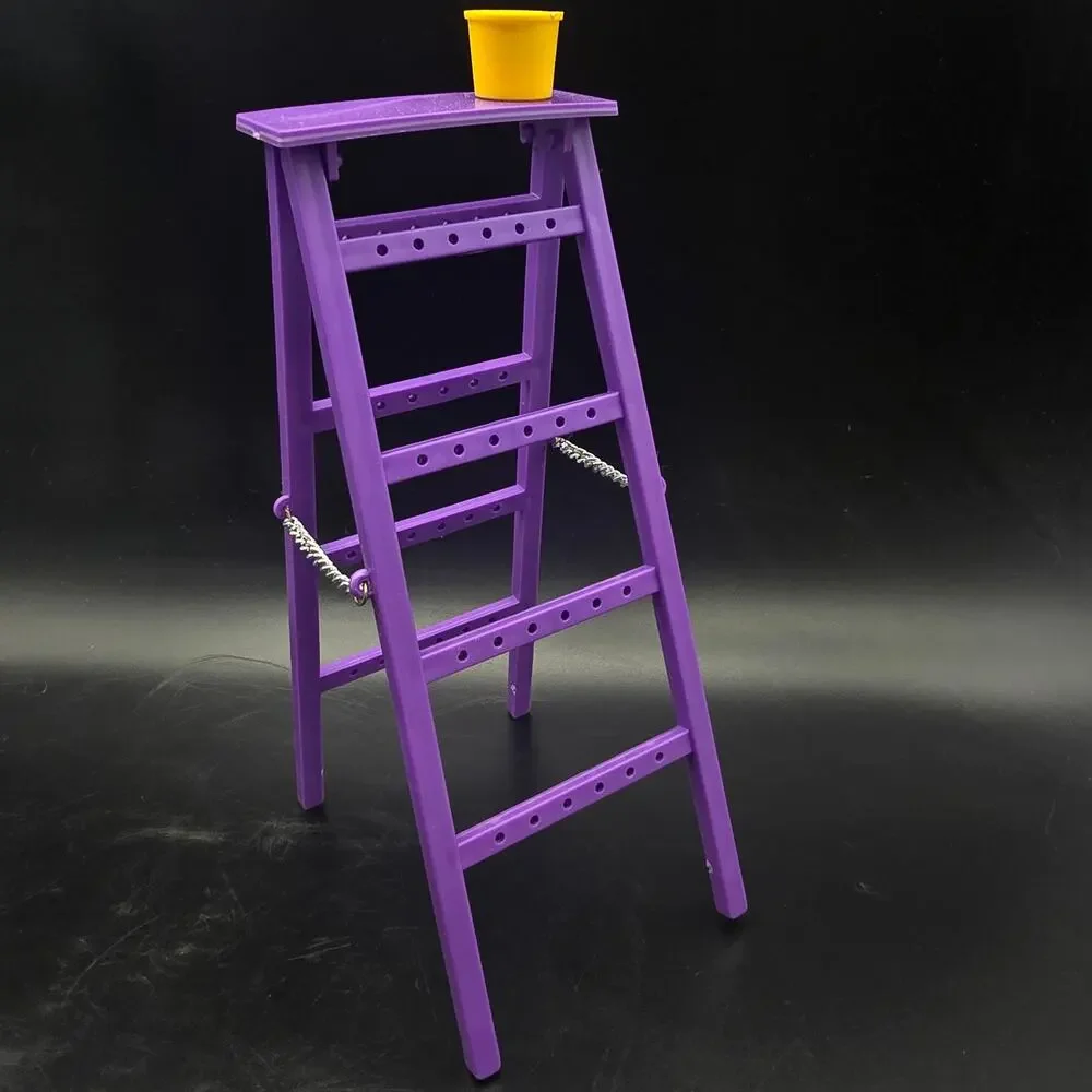 Vintage Purple Ladder Earring Rack Tree with Paint Bucket Plastic 1980s